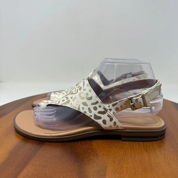 Vionic Ella Leather Thong Sandals White Leopard Size 8 - Picture 5 of 12